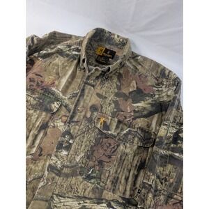 Browning Camouflage Shirt Thick XL Long Sleeve Button Down Mossy Oak‎ Break Up
